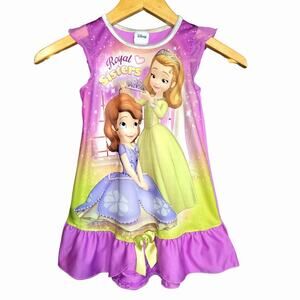 2016 Disney Sophia the First Girl's Night Dress Full Front Graphic Ruffles 4T
